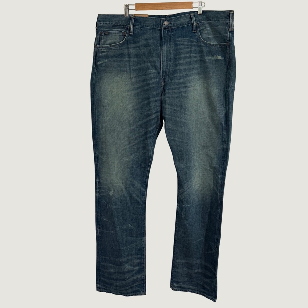 Polo Ralph Lauren Hampton Jeans Mens 44x38 Blue NWT Relaxed Straight Tall Denim